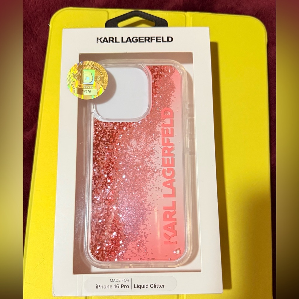 KARL LAGERFELD IPHONE 16 PRO LIQUID GLITTER IN PINK & LOGO CASE | …